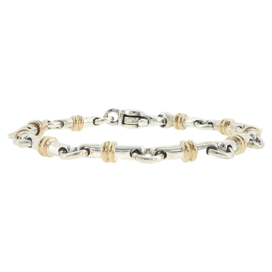 Tiffany & Co. 18K Yellow Gold & Sterling Silver Bar Link Bracelet For Sale