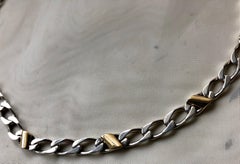Tiffany & Co. 18 Karat Yellow Gold Sterling Silver Curb Link Chain