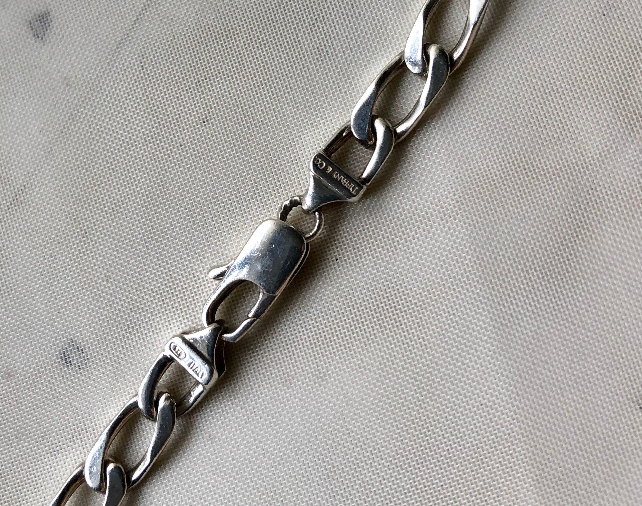 Tiffany & Co. 18 Karat Yellow Gold Sterling Silver Curb Link Chain In Good Condition In Washington Depot, CT