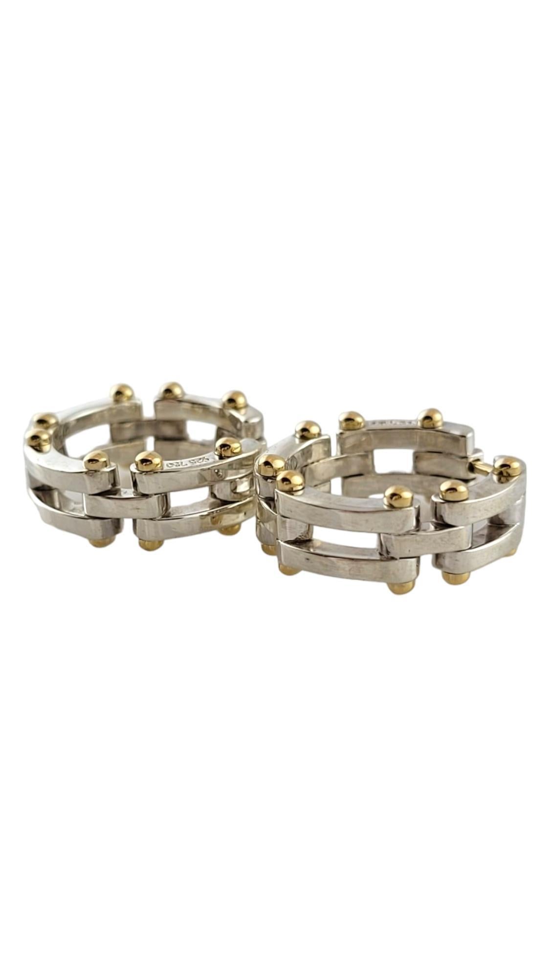 Tiffany & Co. 18K Yellow Gold & Sterling Silver Gate Link Hoop Earrings #18129 In Good Condition In Washington Depot, CT