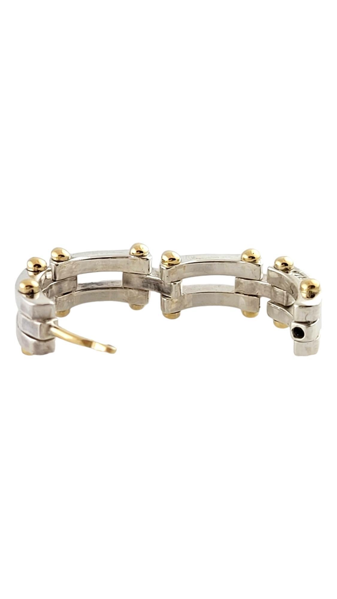 Tiffany & Co. 18K Yellow Gold & Sterling Silver Gate Link Hoop Earrings #18129 2