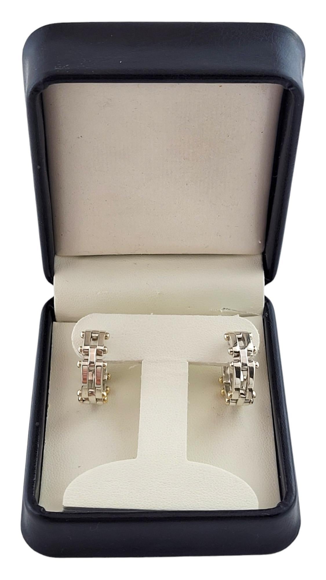 Tiffany & Co. 18K Yellow Gold & Sterling Silver Gate Link Hoop Earrings #18129 4