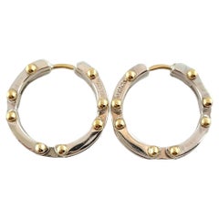 Tiffany & Co. 18K Yellow Gold & Sterling Silver Gate Link Hoop Earrings #18129