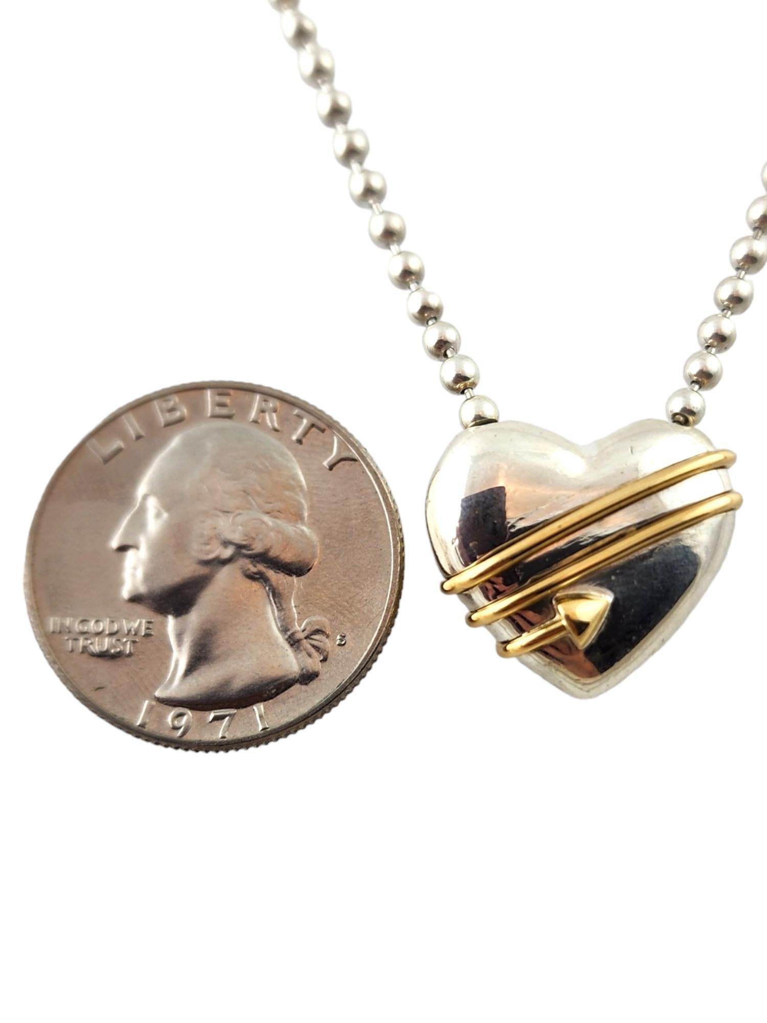 Tiffany & Co 18K Yellow Gold & Sterling Silver Heart and Arrow Necklace #18276 2