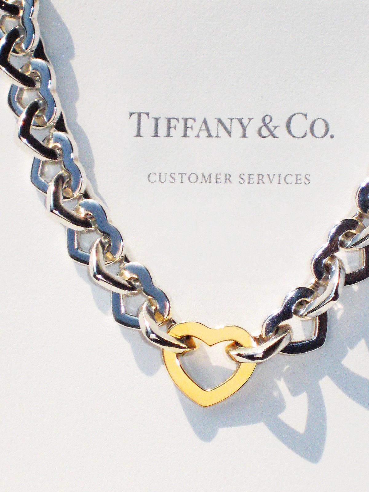 Women's or Men's Tiffany & Co. 18 Karat Yellow Gold and Sterling Silver Heart Bracelet