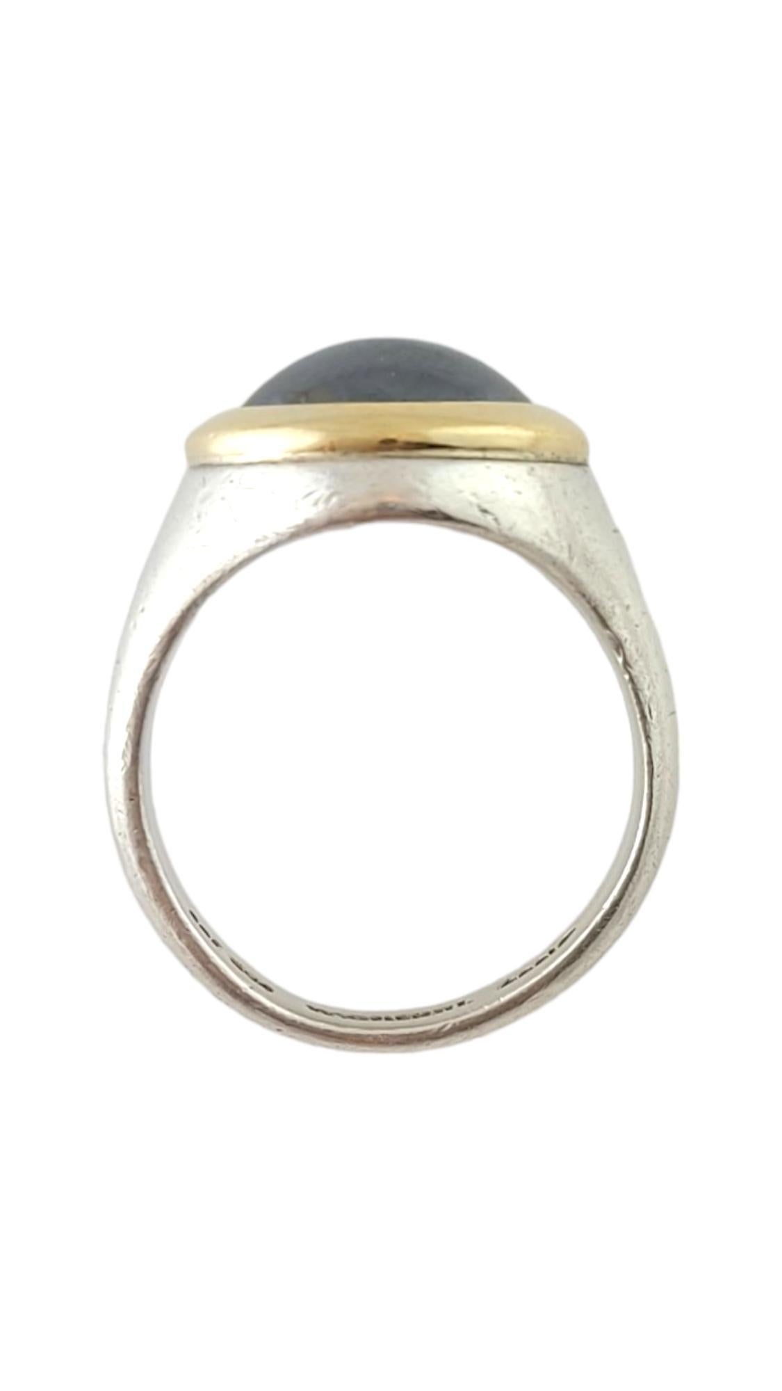 Round Cut Tiffany Co 18K Yellow Gold Sterling Silver Hematite Ring Size 6.5 #17483