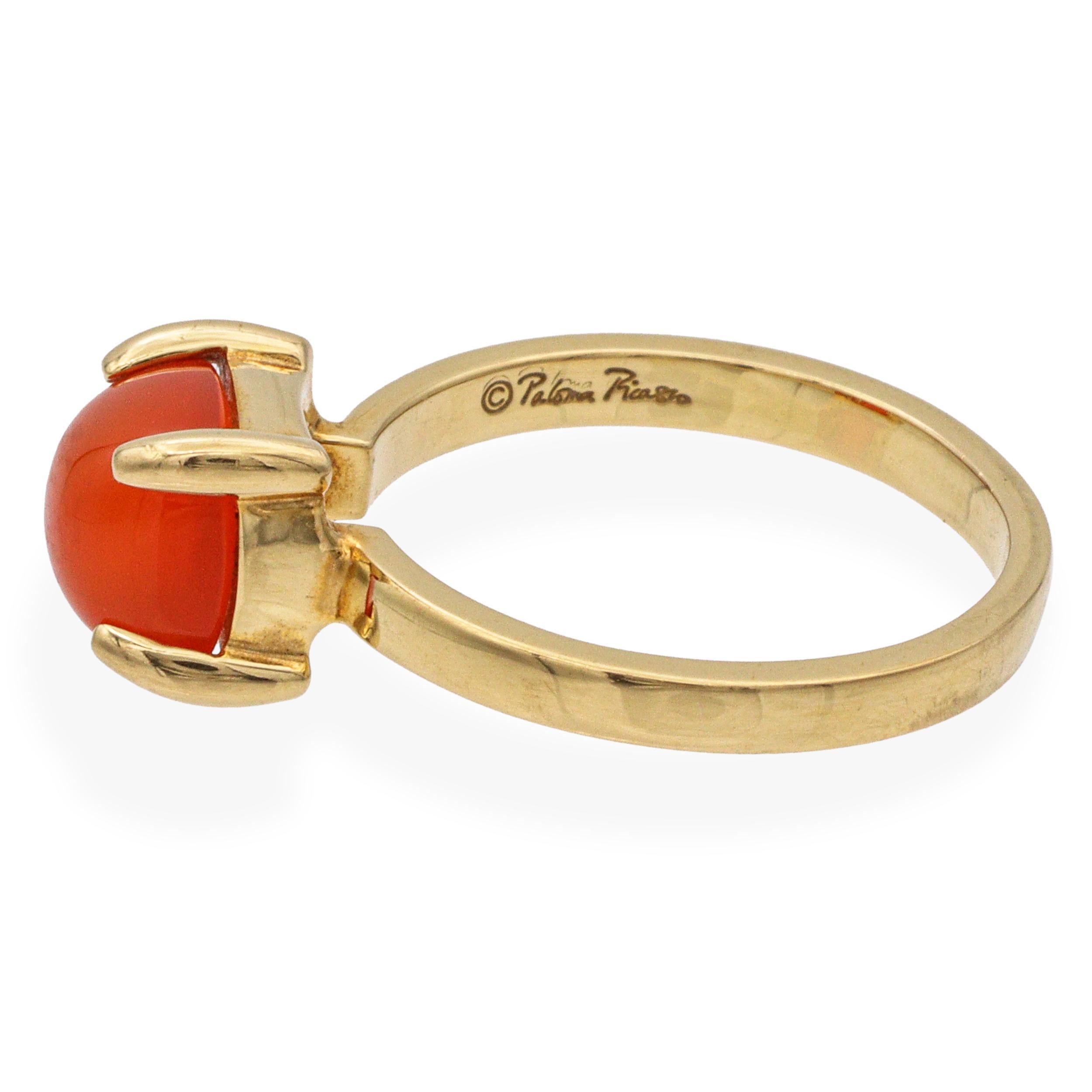 Tiffany & Co. Bague en or jaune 18k avec cabochon en cornaline en vente 1
