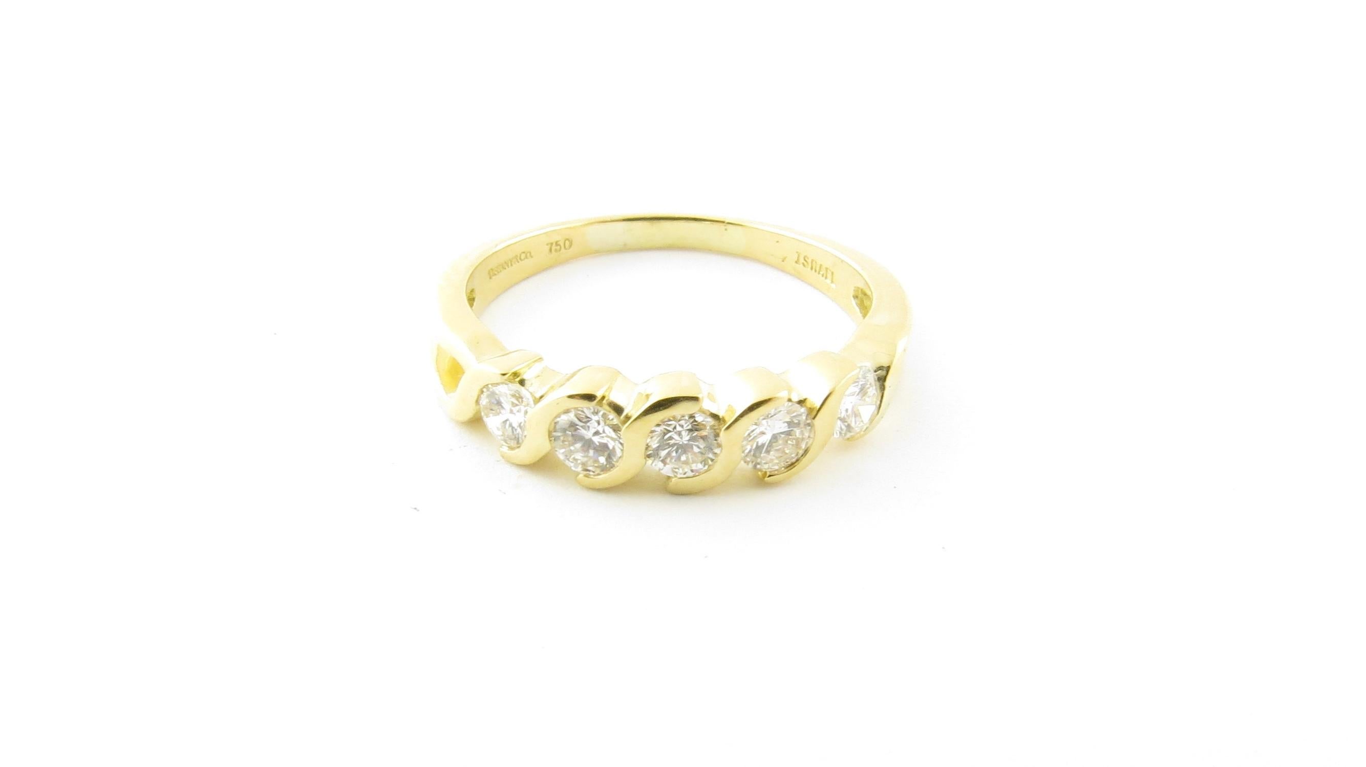 Tiffany & Co. 18 Karat Gold Swirl Semi Bezel Set Diamond Band Ring .50 Carat 5