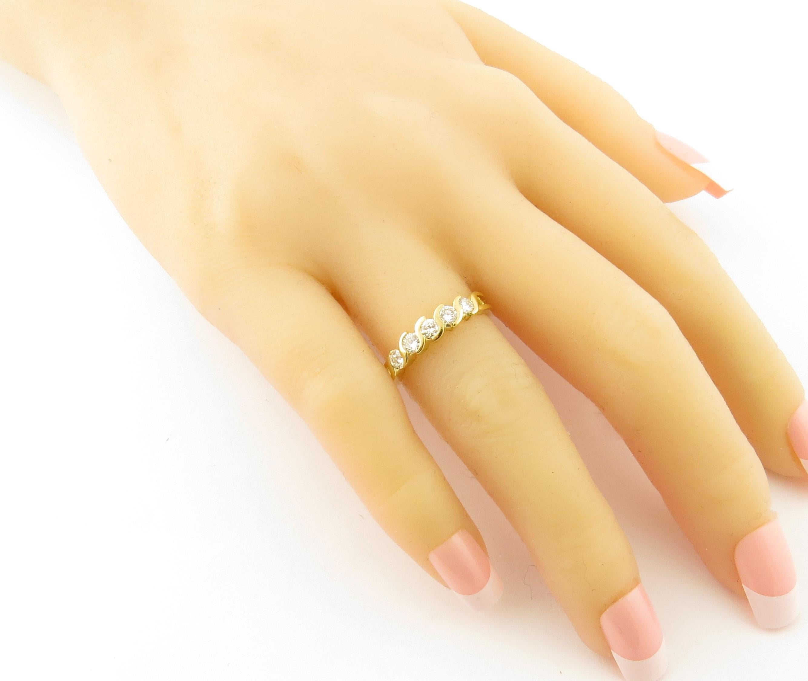 Tiffany & Co. 18 Karat Gold Swirl Semi Bezel Set Diamond Band Ring .50 Carat 6