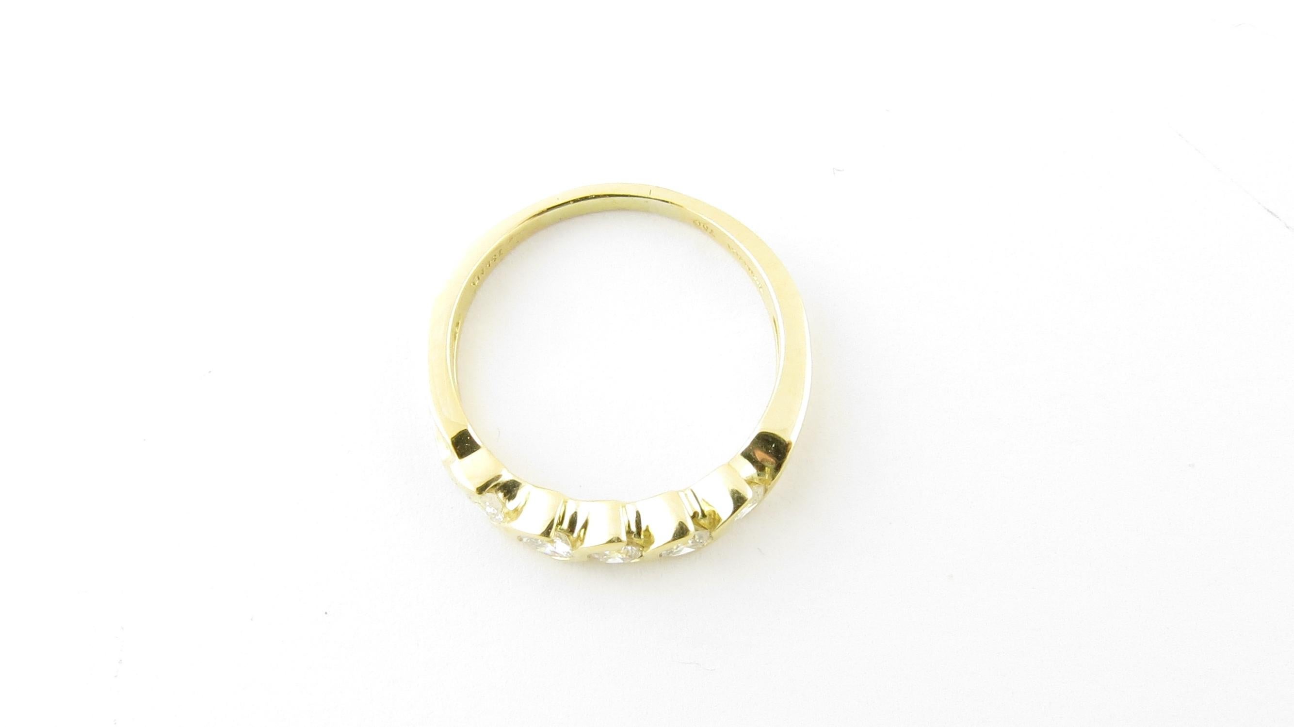 Round Cut Tiffany & Co. 18 Karat Gold Swirl Semi Bezel Set Diamond Band Ring .50 Carat