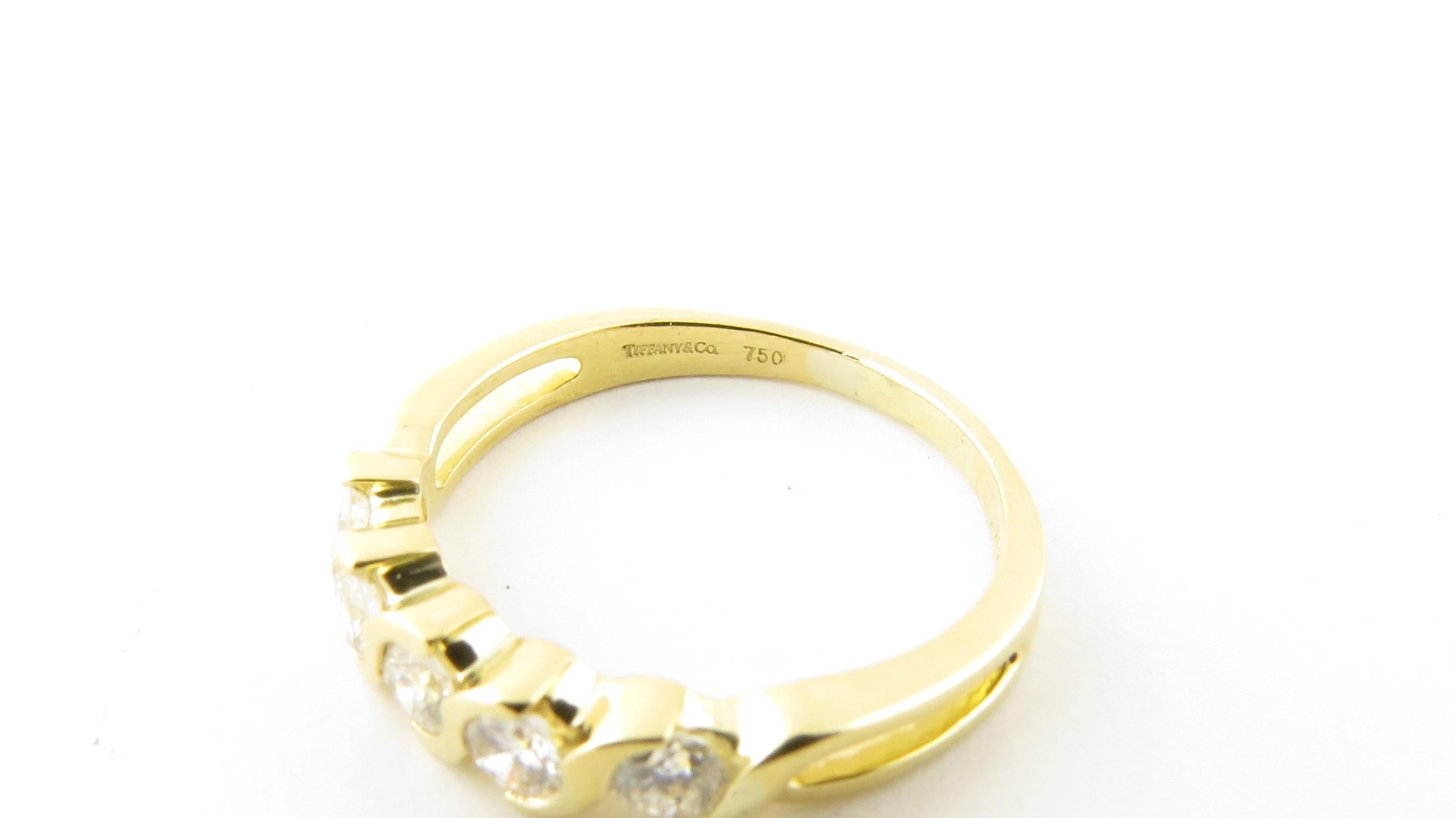 Tiffany & Co. 18 Karat Gold Swirl Semi Bezel Set Diamond Band Ring .50 Carat 3