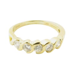 Tiffany & Co. 18 Karat Gold Swirl Semi Bezel Set Diamond Band Ring .50 Carat