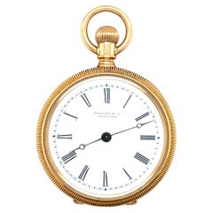 Tiffany & Co. 18k Yellow Gold Swiss Movement White Face Pocket Watch circa 1900