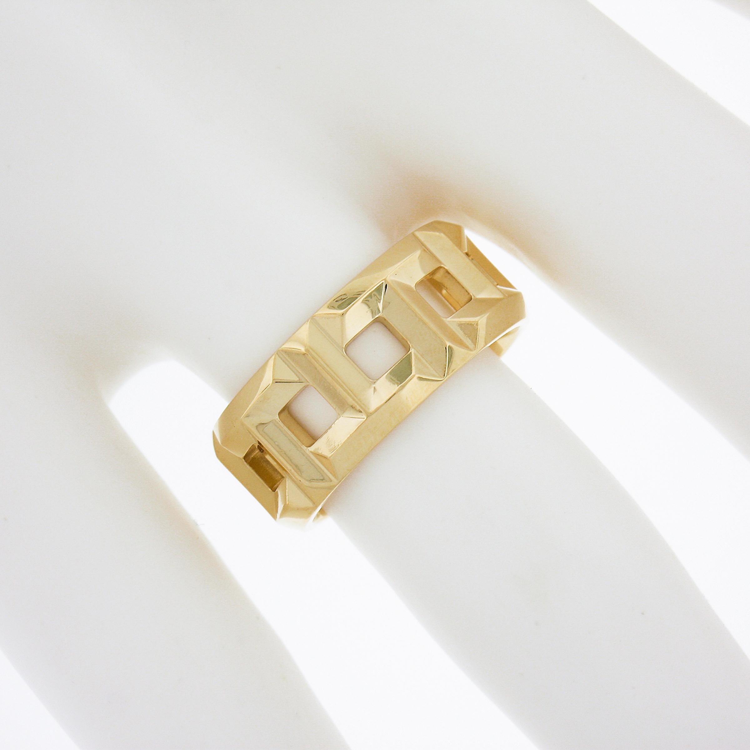 Tiffany & Co. 18k Yellow Gold T True Open Geometric 8mm Wide Band Ring size 5 In Excellent Condition In Montclair, NJ