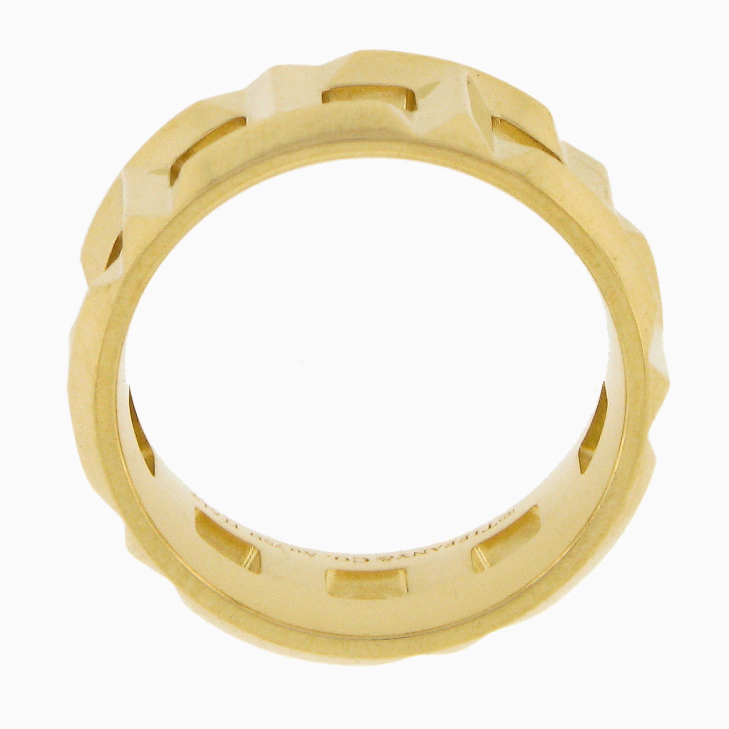 Tiffany & Co. 18k Yellow Gold T True Open Geometric 8mm Wide Band Ring size 5 2