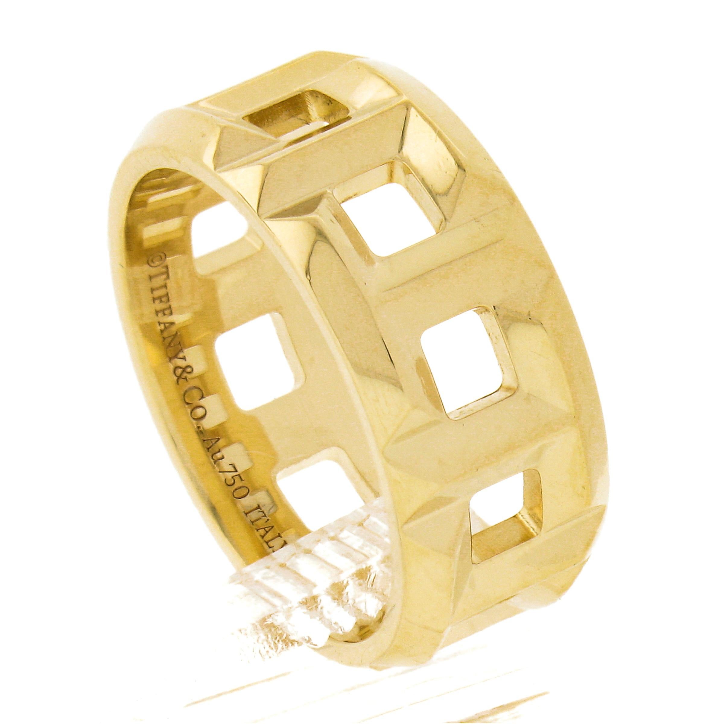 Tiffany & Co. 18k Yellow Gold T True Open Geometric 8mm Wide Band Ring size 5 3