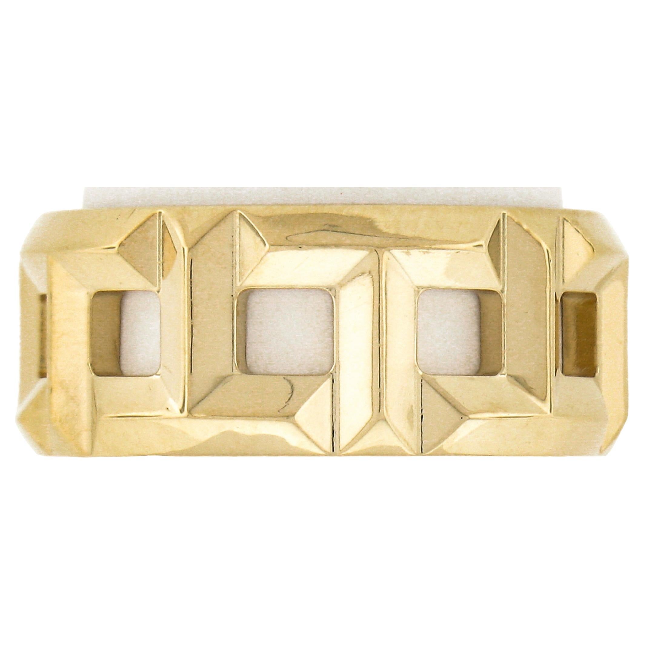Tiffany & Co. 18k Yellow Gold T True Open Geometric 8mm Wide Band Ring size 5