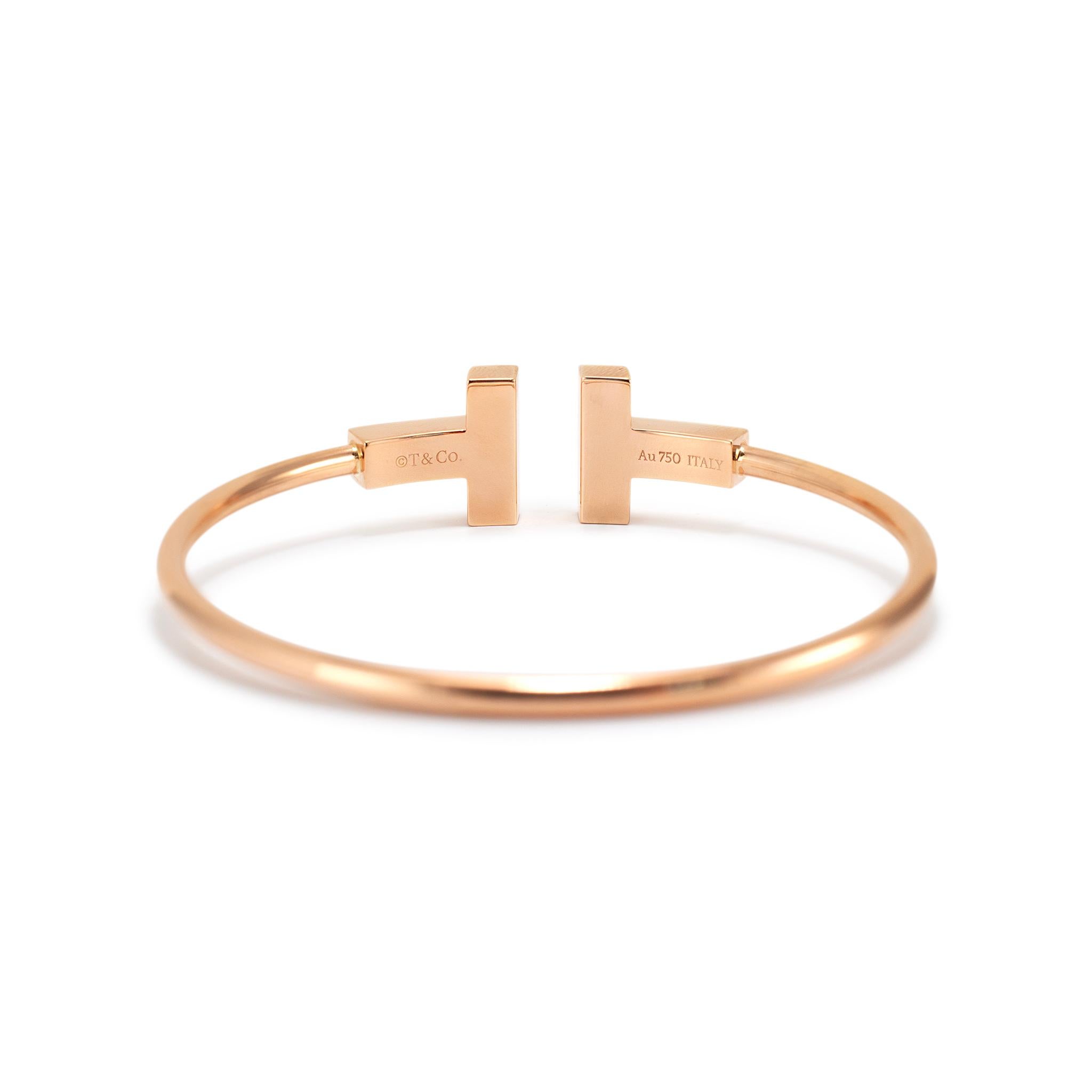 Tiffany & Co. 18K Yellow Gold T Wide Wire Cuff Bracelet In Excellent Condition In Houston, TX