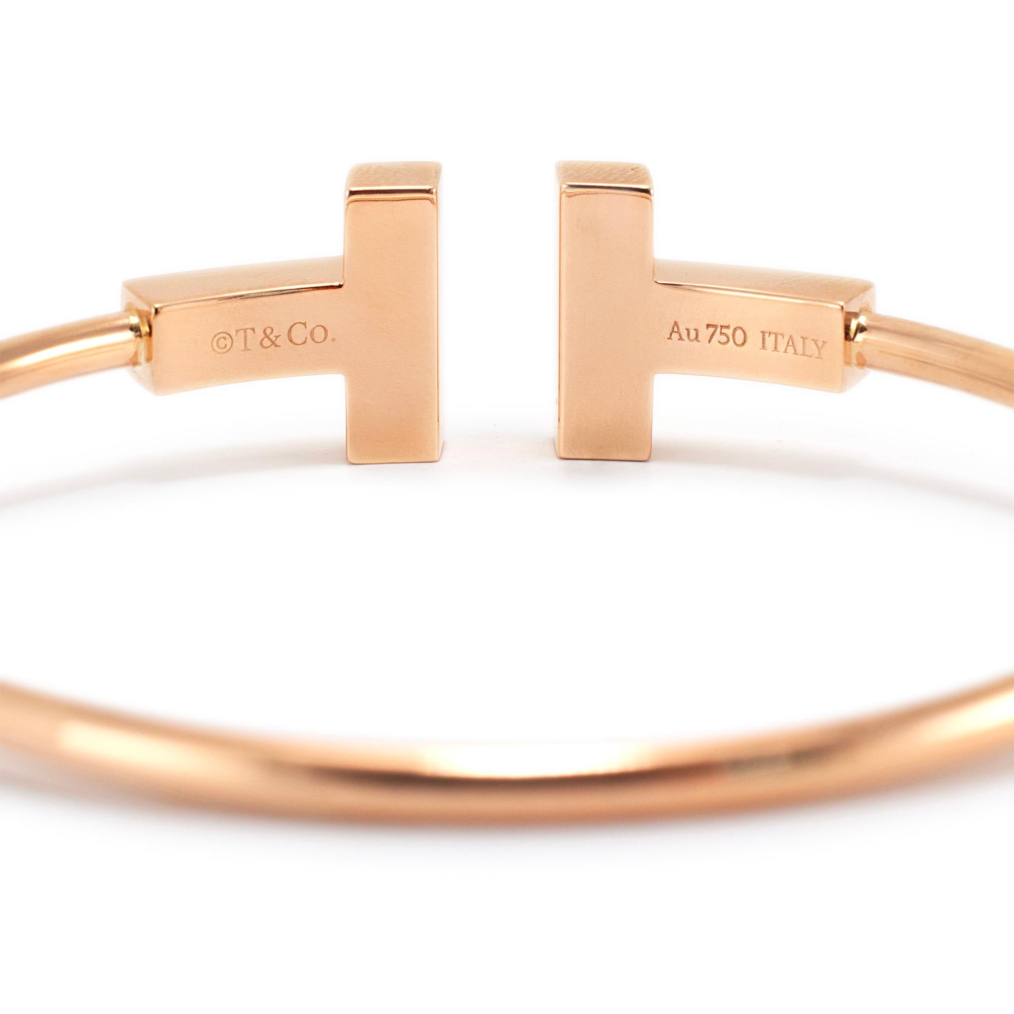 Women's Tiffany & Co. 18K Yellow Gold T Wide Wire Cuff Bracelet