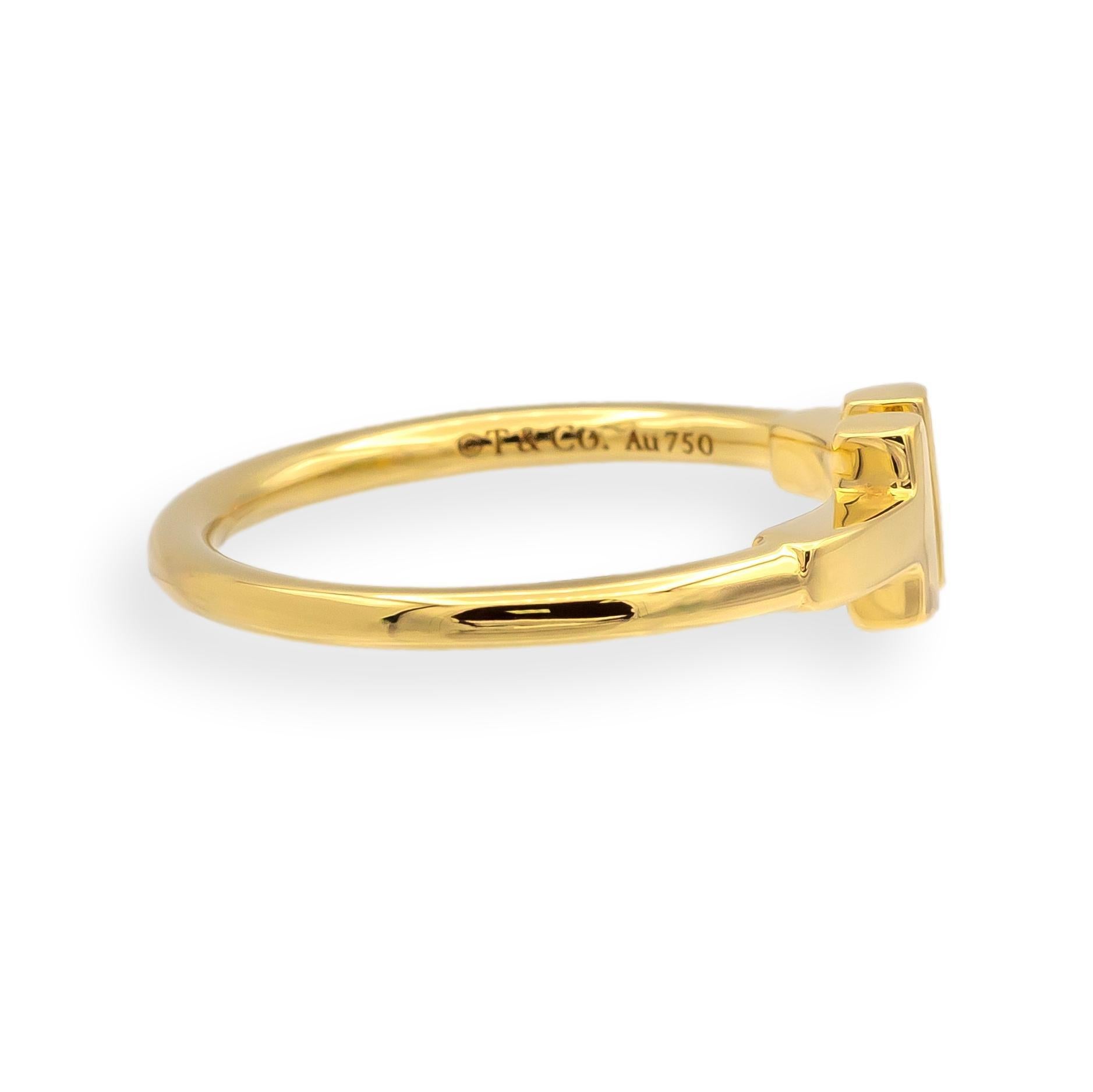 Tiffany & Co. 18K Yellow Gold T Wire Ring Size 6.5 with receipt Damen im Angebot