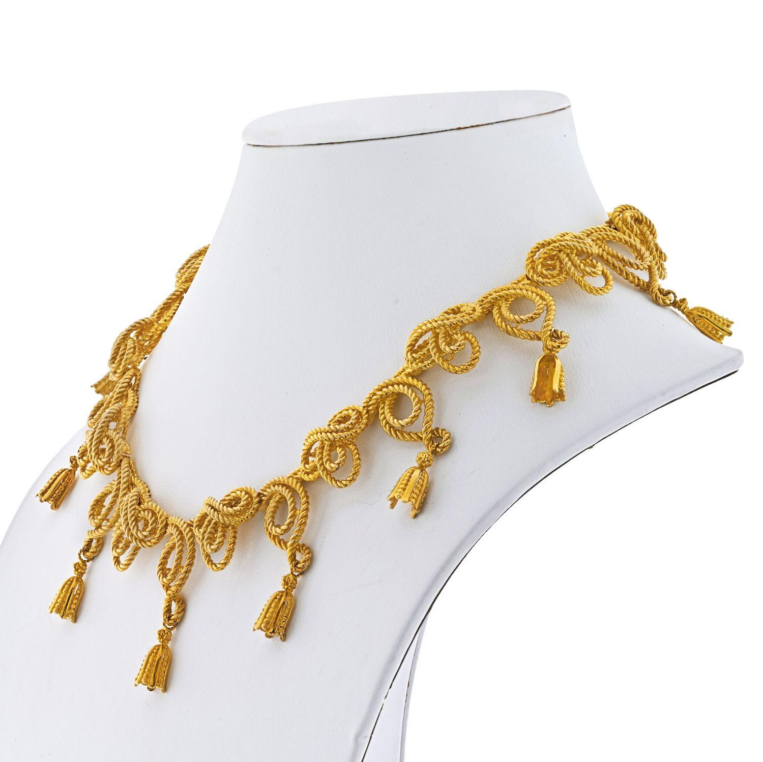 Modern Tiffany & Co 18K Yellow Gold Tassel Necklace
