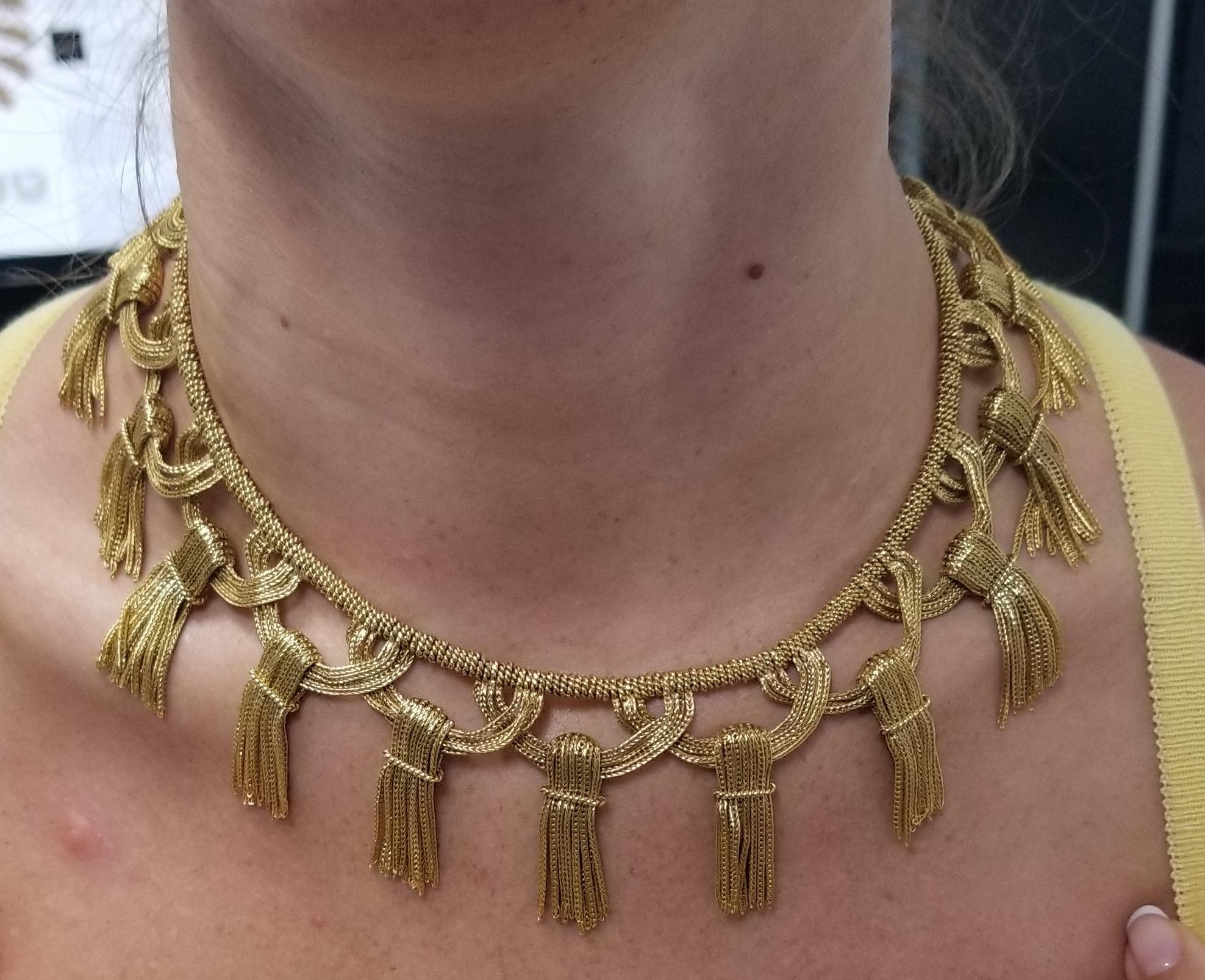 Women's or Men's 18 Karat Yellow Gold Tassel Necklace inspire by Tiffany & Co. 