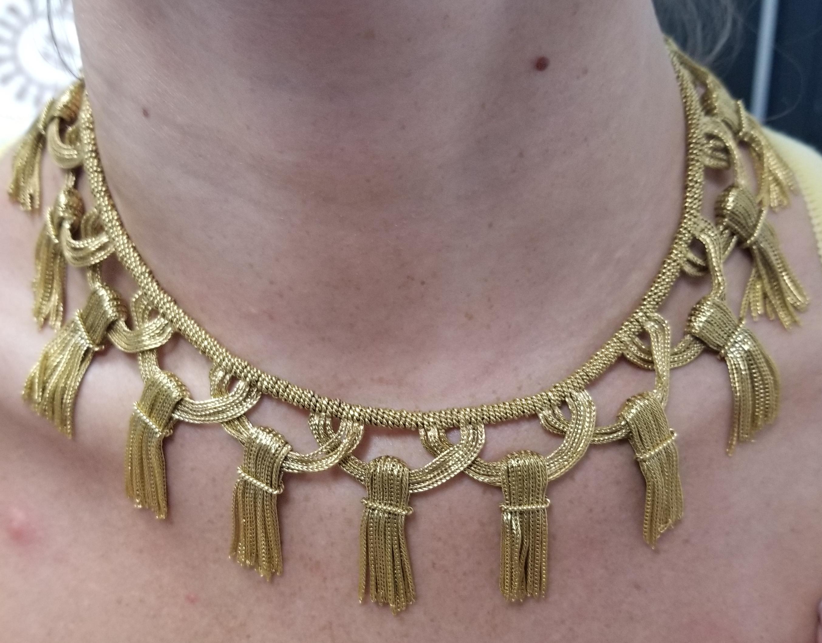 18 Karat Yellow Gold Tassel Necklace inspire by Tiffany & Co.  1