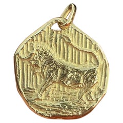 Tiffany & Co. 18k Yellow Gold Taurus Pendant Medallion Vintage Made in Italy