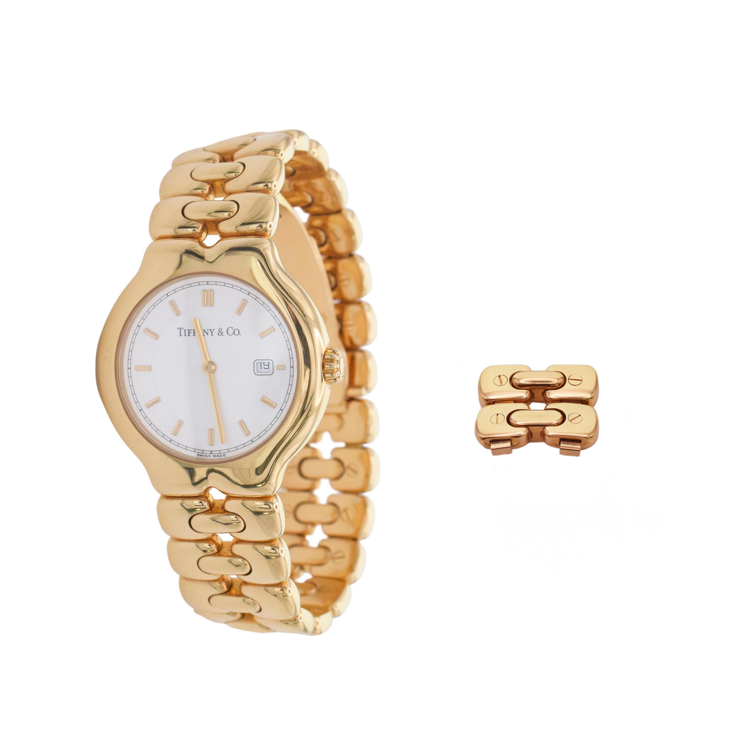 Montre Tesoro en or jaune 18 carats de Tiffany & Co. Mouvement à quartz Unisexe en vente