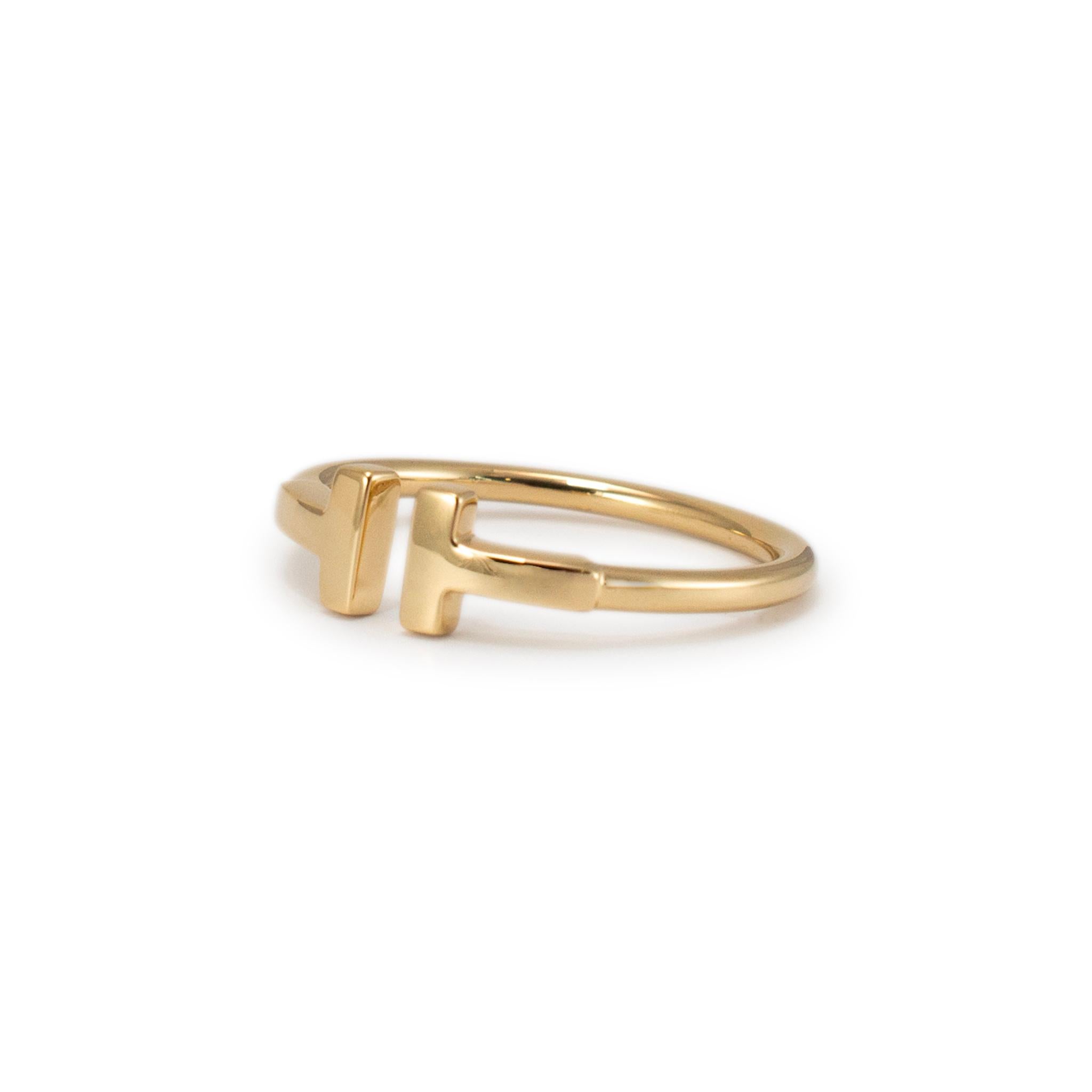 Tiffany & Co. 18 Karat Gelbgold Tiffany T Drahtbandring im Zustand „Hervorragend“ in Houston, TX