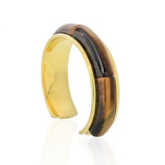 Tiffany & Co 18 Karat Yellow Gold Tiger's Eye Cuff Bracelet