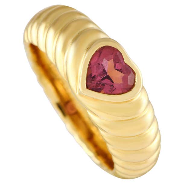 Tiffany and Co. 18K Yellow Gold Tourmaline Heart Ring For Sale at 1stDibs