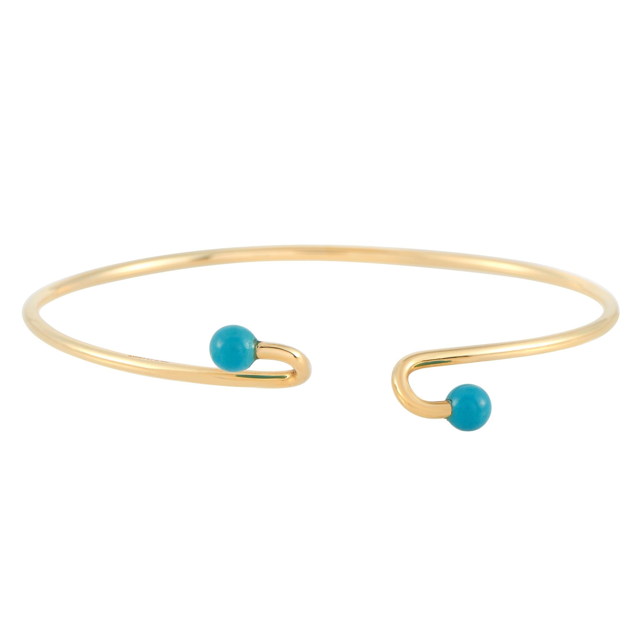 Mixed Cut Tiffany & Co. 18 Karat Yellow Gold Turquoise Bracelet