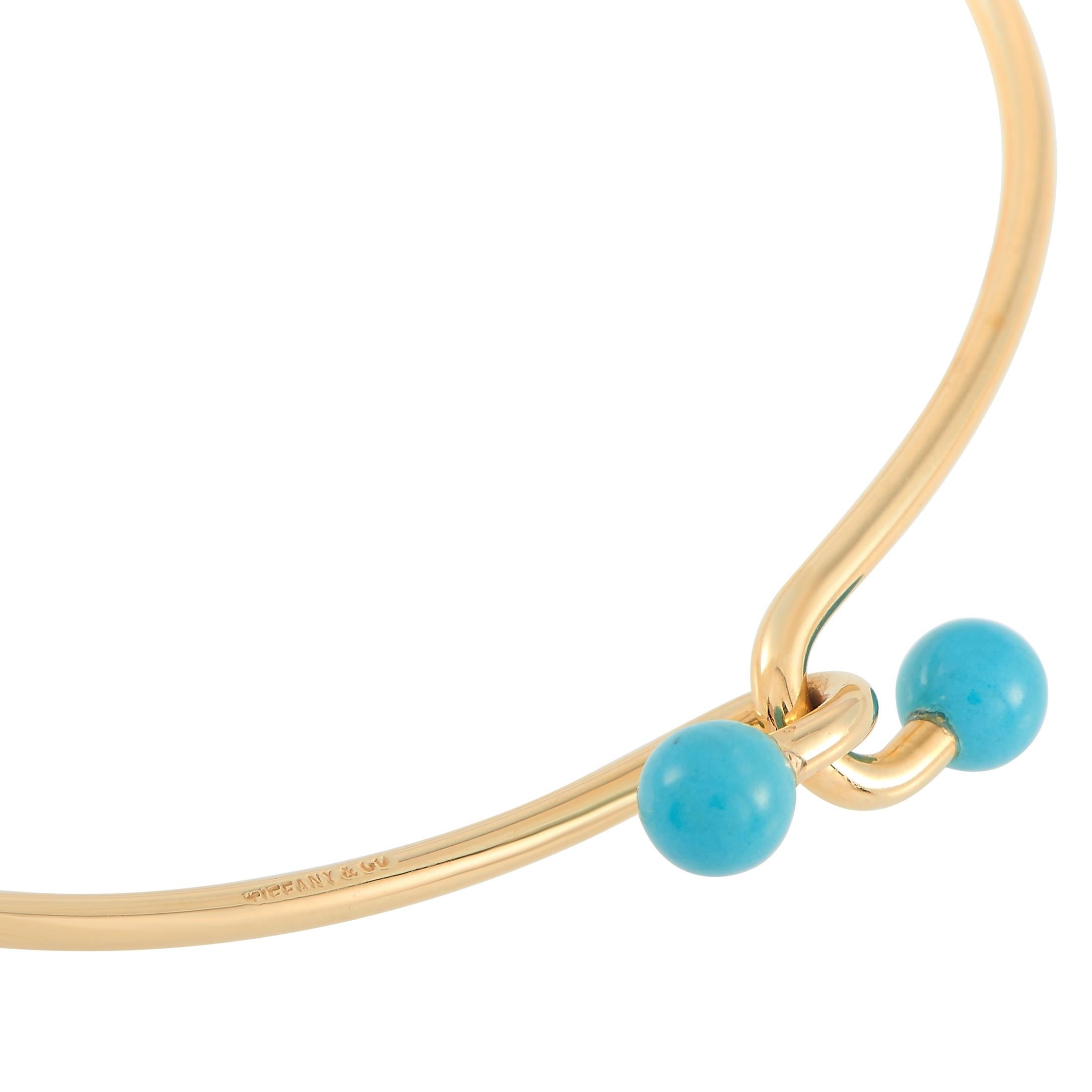 Tiffany & Co. 18 Karat Yellow Gold Turquoise Bracelet In Excellent Condition In Southampton, PA