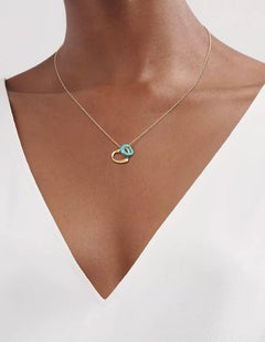 Tiffany & Co. Collana a cuore aperto Elsa Peretti in oro giallo 18k e turchese