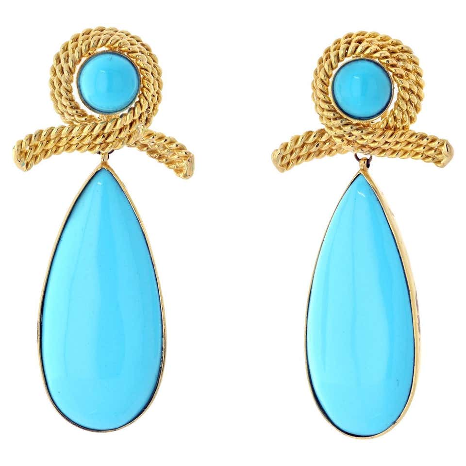 Tiffany and Co. Tear Drop Gold Earrings For Sale at 1stDibs
