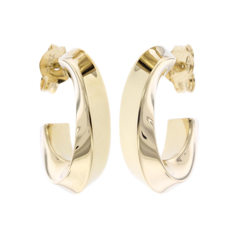 Tiffany and Co. 18 Karat Yellow Gold Twist Hoop Earrings at 1stDibs