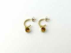 Tiffany & Co. 18 Karat Yellow Gold Twisted Rope Hoop Dangle Citrine Earrings