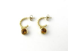 Tiffany & Co. 18 Karat Yellow Gold Twisted Rope Hoop Dangle Citrine Earrings