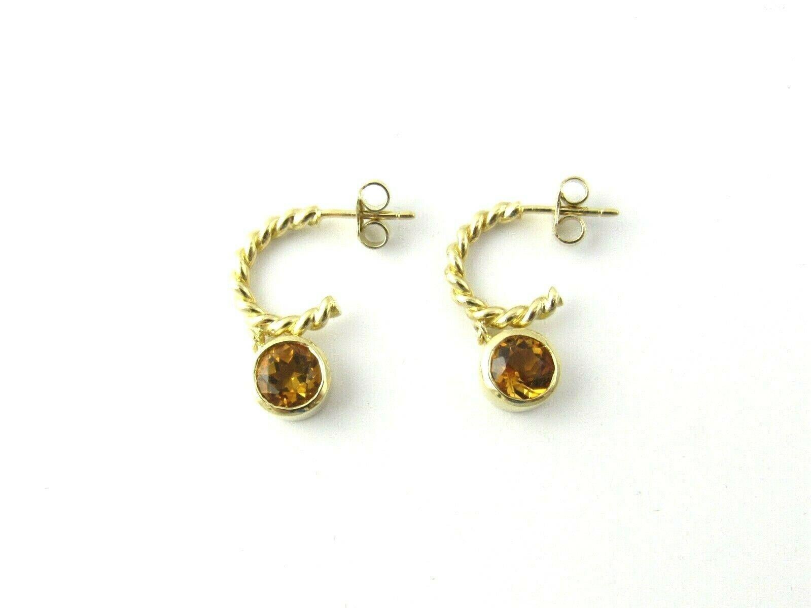 Tiffany & Co. 18 Karat Yellow Gold Twisted Rope Hoop Dangle Citrine Earrings In Good Condition In Washington Depot, CT