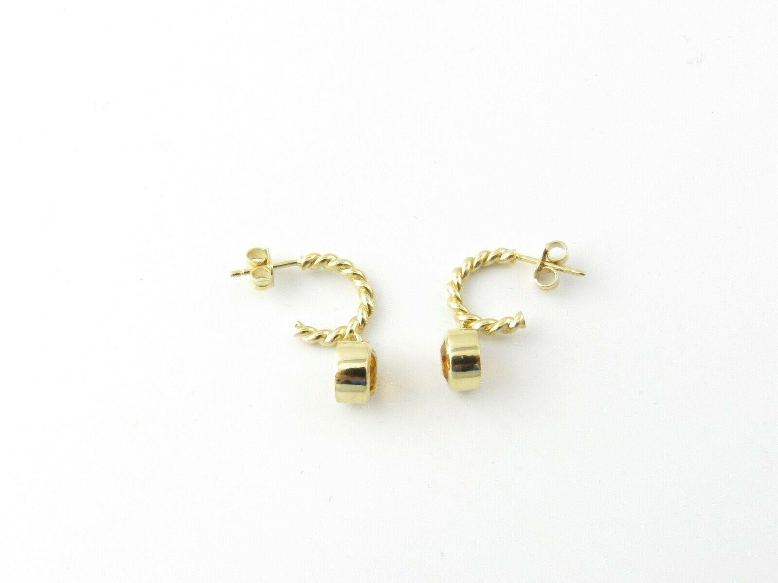 Tiffany & Co. 18 Karat Yellow Gold Twisted Rope Hoop Dangle Citrine Earrings 1