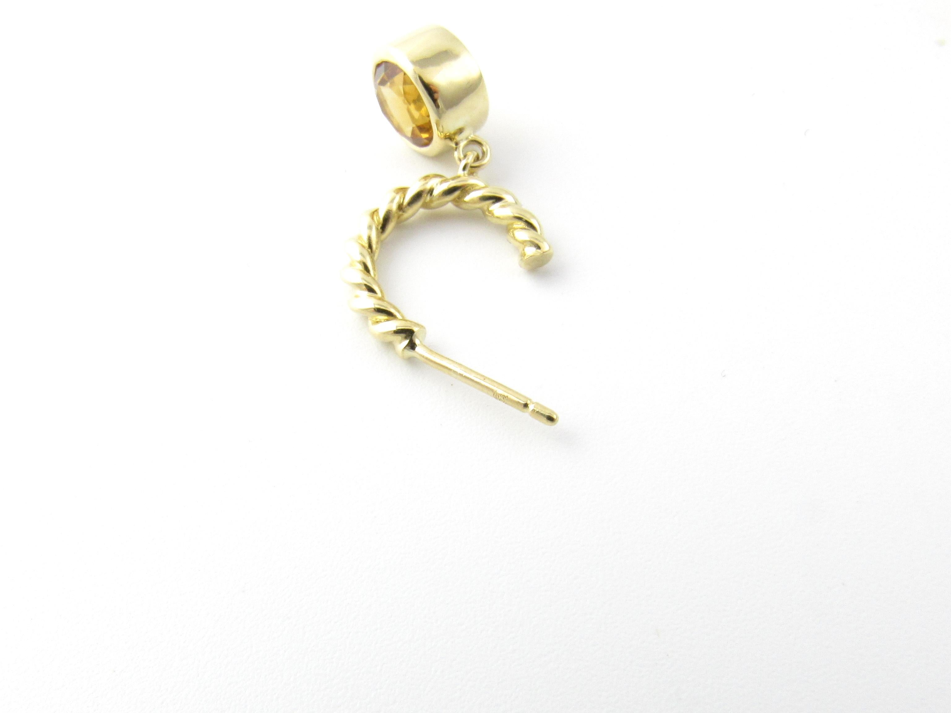 Tiffany & Co. 18 Karat Yellow Gold Twisted Rope Hoop Dangle Citrine Earrings 1