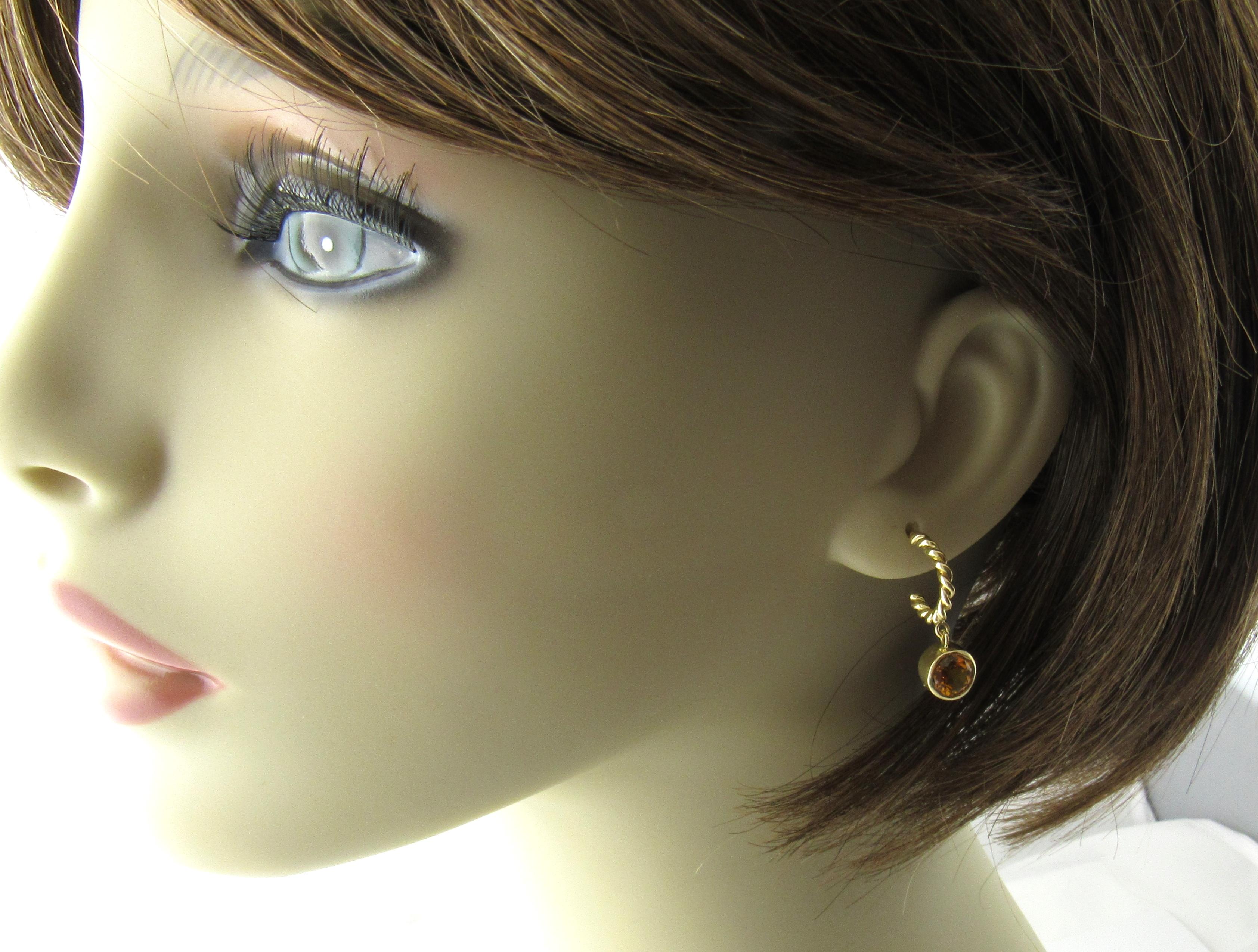 Tiffany & Co. 18 Karat Yellow Gold Twisted Rope Hoop Dangle Citrine Earrings 3