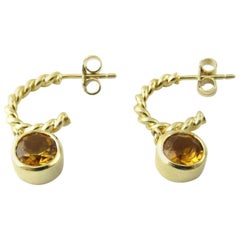 Tiffany & Co. 18 Karat Yellow Gold Twisted Rope Hoop Dangle Citrine Earrings