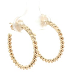 Tiffany & Co. 18k Yellow Gold Twisted Wire Rope Classic Hoop Earrings