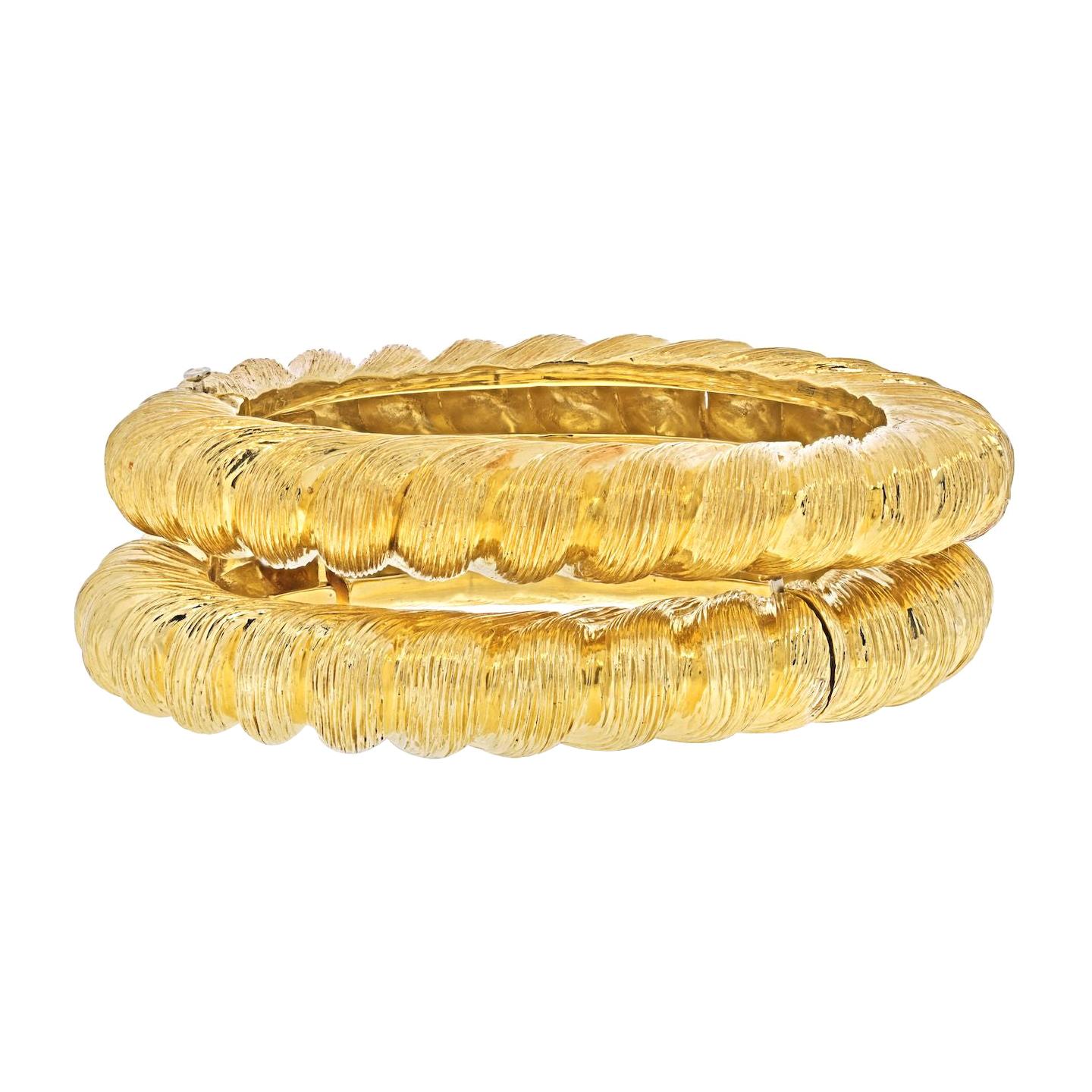 Tiffany & Co. 18K Yellow Gold Two Matching Vintage Bangle Bracelets