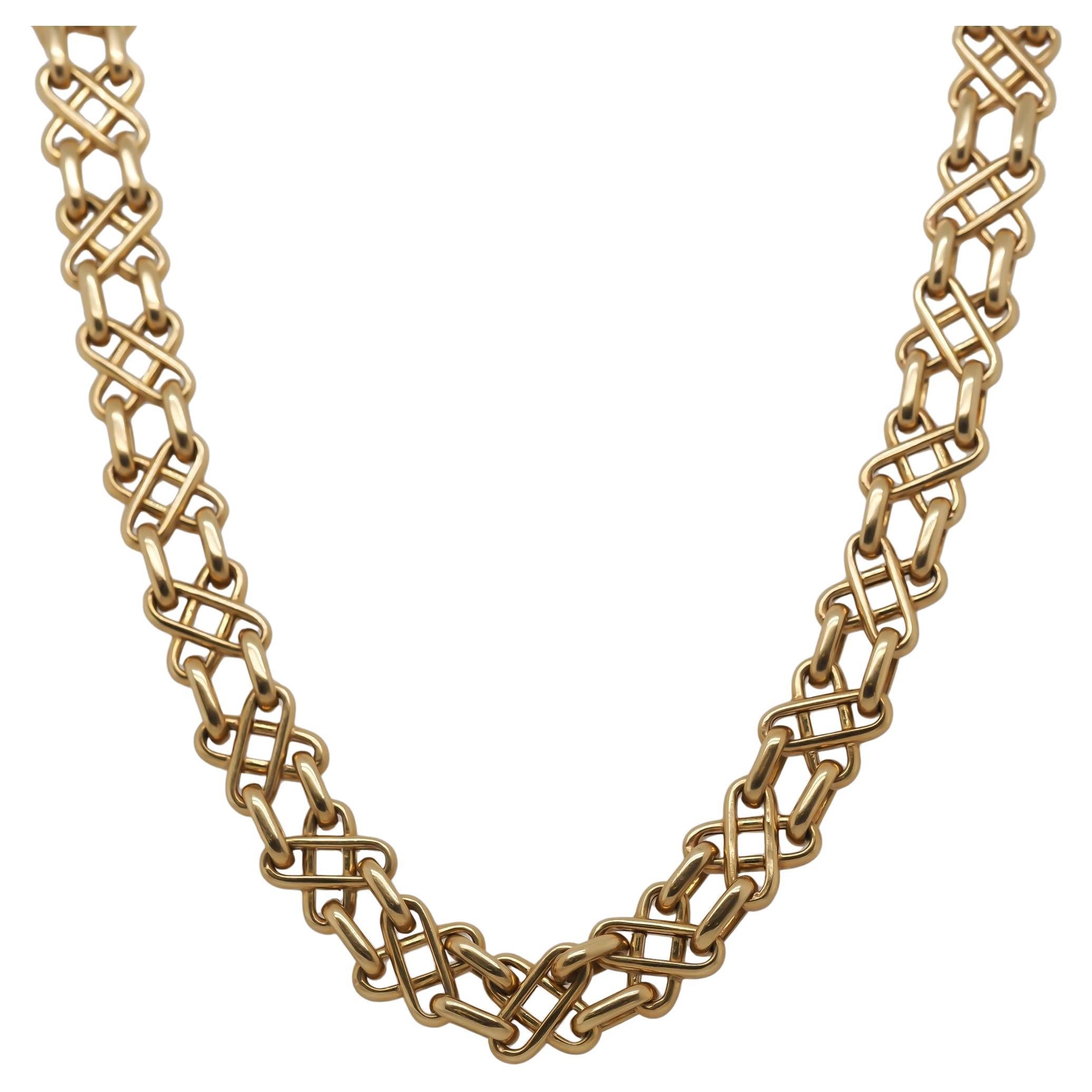 Tiffany & Co. 18K Yellow Gold Unique Link Vintage Necklace 17.5 Inch