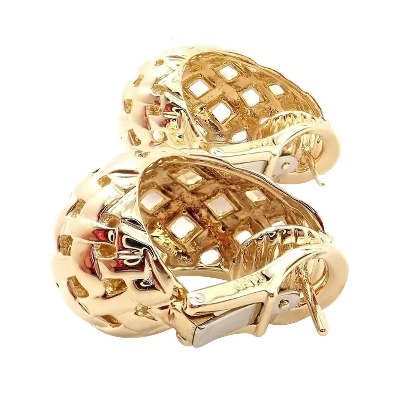 Tiffany & Co. 18 Karat Gelbgold Vannerie Korbgeflecht-Ohrringe Seltene authentische Vannerie Ohrringe im Zustand „Gut“ im Angebot in Aventura, FL