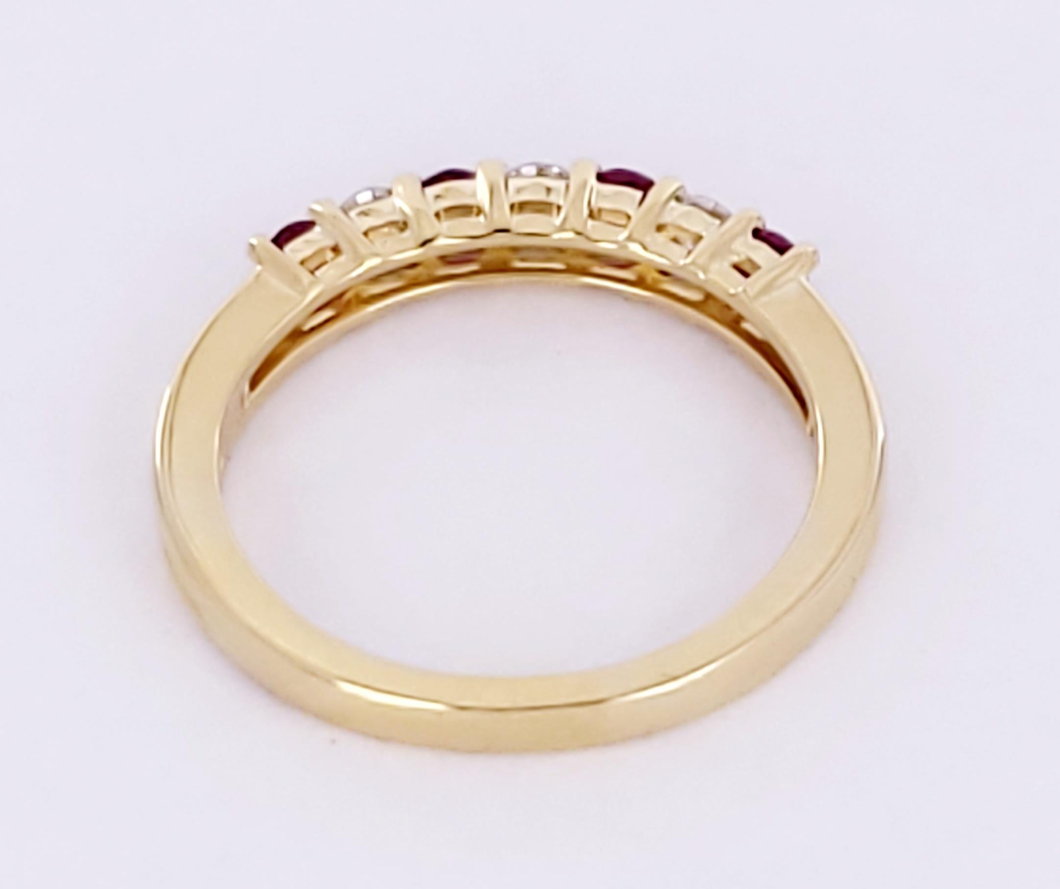 Women's Tiffany & Co. 18k Yellow Gold Vintage Ruby & Diamond Band in 0.18 CTW For Sale