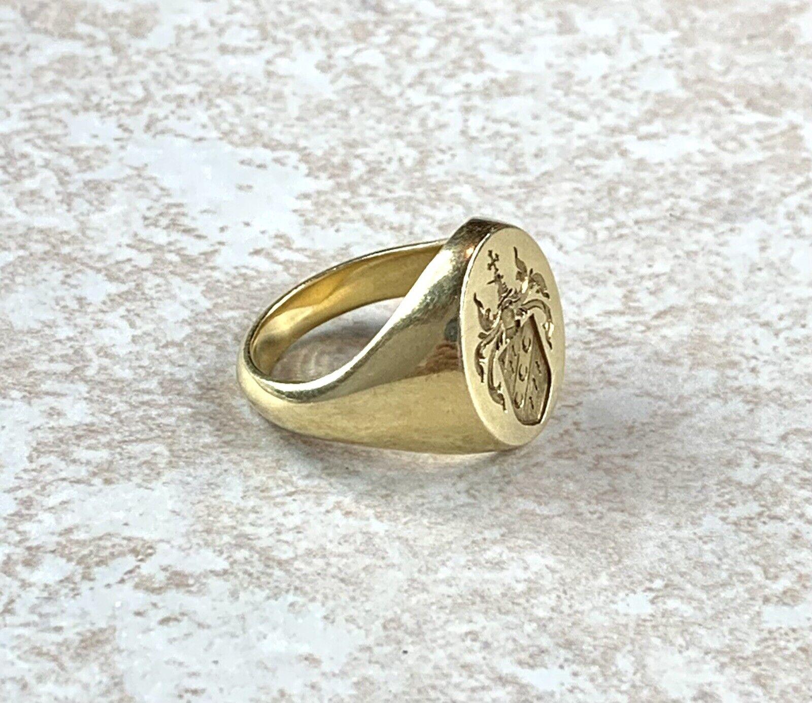 Tiffany & Co. 18k Yellow Gold Signet Ring Vintage Size 11.5 27 Grams

Here is your chance to purchase a beautiful and highly collectible designer ring.  Truly a great piece at a great price! 

Total weight is 27 grams.  

The ring size is 11.5 but